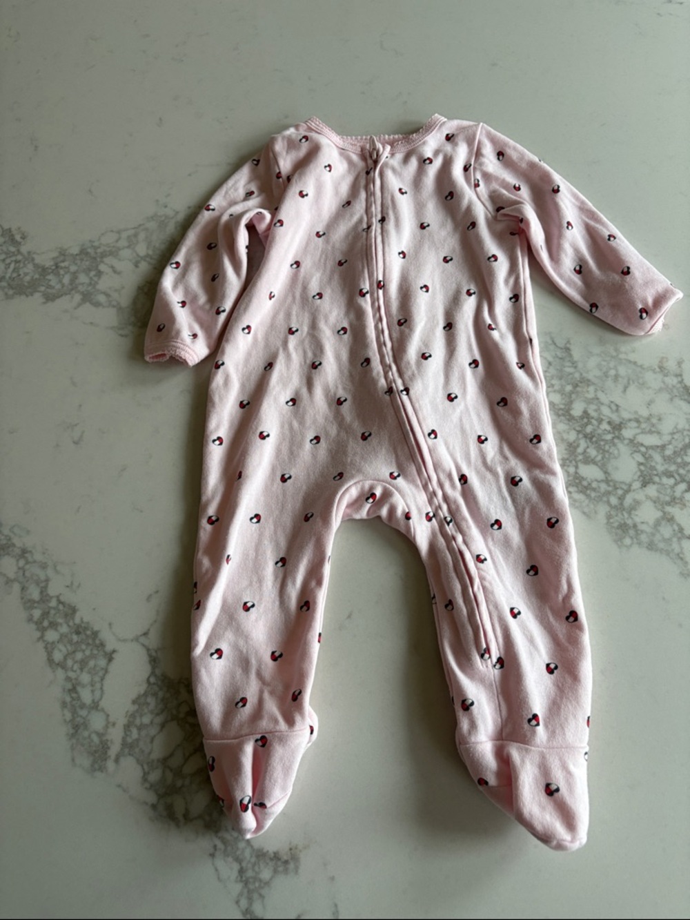 Tommy Hilfiger Light Pink Footed One-Piece with Heart Motif